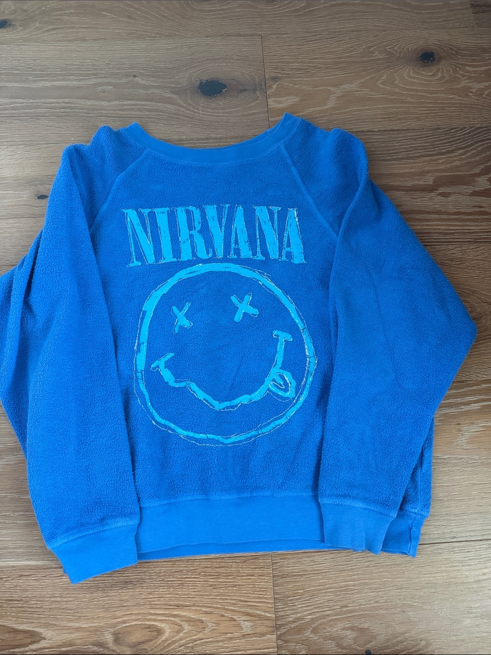 NIRVANA Bright Blue Kids Sweatshirt with Smiley Graphic